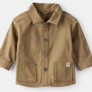 NWT Carter's Toddler Baby Boy Canvas Jacket 2T Tan Button Front Long Sleeve Coat